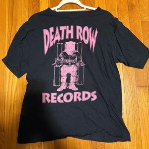 Black T-Shirt with Pink Death Row Records Graphic